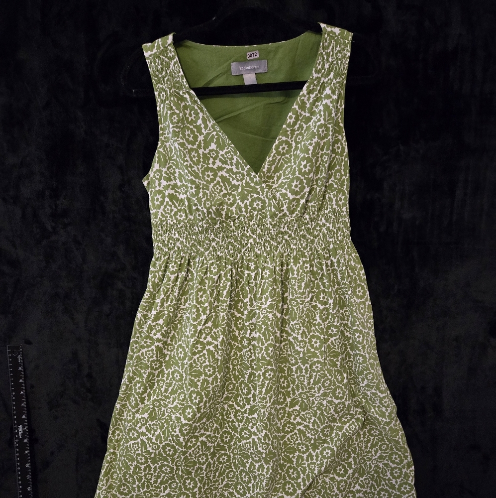 Green and white floral dress